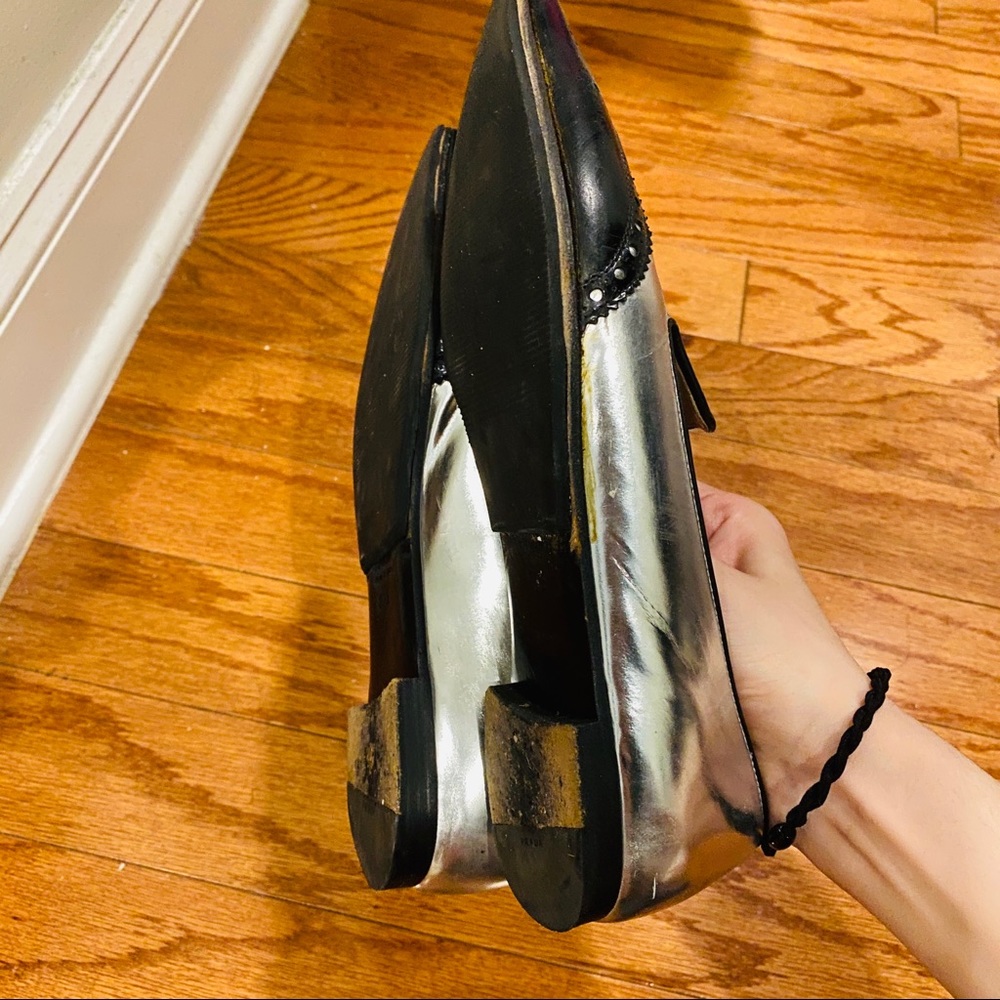Prada metallic pointed toe brogue loafer - Picture 6 of 15